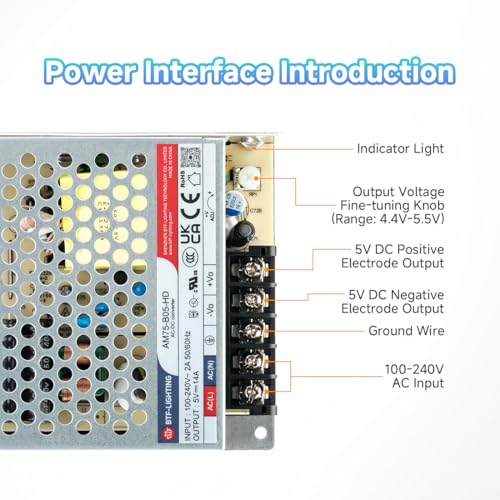 BTF-LIGHTING Power Supply DC5V 70W UL Recognized Component for LED Strip - size: 5V70W