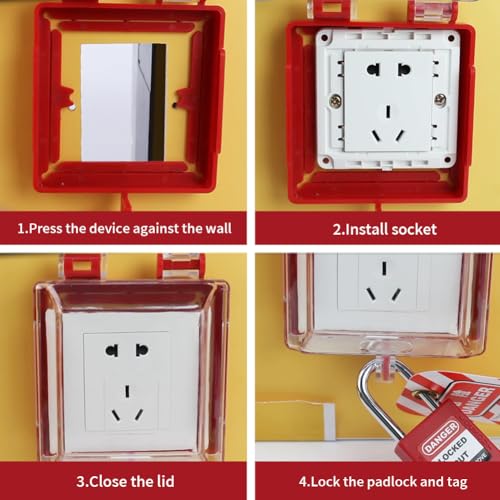 Emergency Stop Push Button Cover Lock,Removable Base 2.95~3.46 inch - color: Push Button Lockout Box