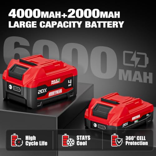 Alloyman 20V 1/2 "Cordless Brushless Impact Wrench& 3/8'' Ratchet Combo Kit