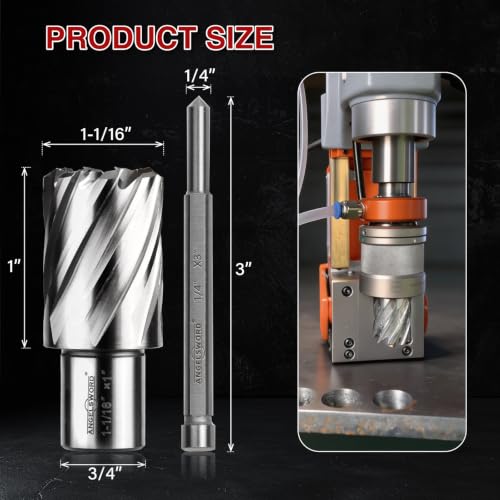 ANGELSWORD M2 HSS Annular Cutter,Diameter 1-1/16" x Depth 1",Mag Drill Bit - size: K. 1-1/16" Diameter, style: HSS 1" Cut Depth