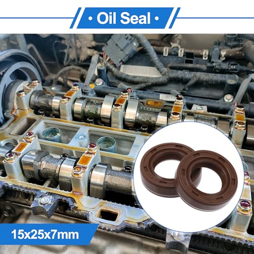 Oil Seal Ring Rotary Shaft Seal FKM Rubber 15x25x7mm 2Pcs Brown - size: 15x25x7mm
