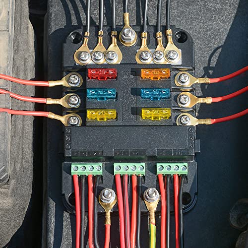 BlueFire 12V Fuse Block, Upgraded 6 Circuit Fuse Box with Acc Interface,Fuse Holder with LED Light Indication & Protection Cover for Car Boat Marine Truck Vehicle SUV Yacht RV(6 Way- A) - color: 6 Way- A
