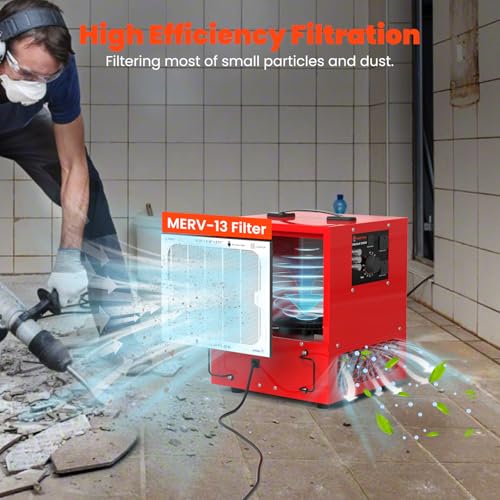 Abestorm Tabletop Dust Collector with Ionizer for Woodworking Shops - color: Red and White