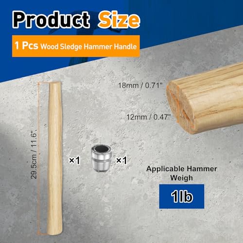 HARFINGTON Wood Sledge Hammer Handle Hammer Wooden Replacement Handle - size: 11.6"