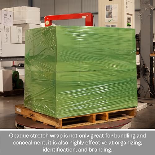PSBM Dark Green Stretch Wrap with Handles, 4 Rolls 20 Inch x 1000 Feet 80 Gauge, Heavy Duty Plastic Wrap Industrial Strength Shrink Film for Moving, Packing & Shipping - size: 4 Rolls, style: Green