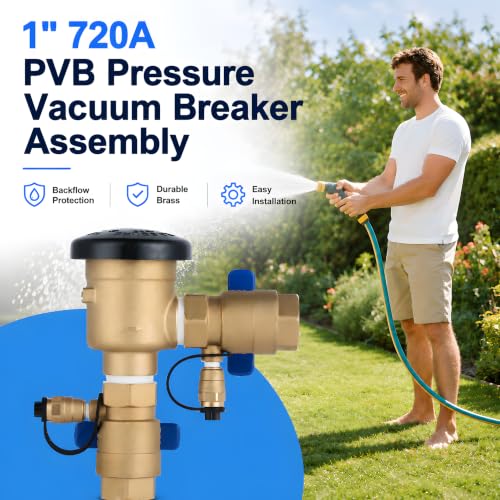 1 Inch Backflow Preventer, Brass Pressure Vacuum Breaker Assembly, 400 PSI Sprinkler Backflow Valve for Lawn Irrigation, Garden Water Lines and Outdoor Anti-Siphon Protection - size: 1Inch