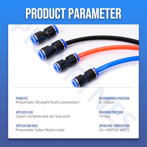 12PCS Straight Push Connectors Quick Release Plastic Push to Connect Fittings 1/4" inch Quick Connect Air Hose Fittings (1/4'', Blue) - size: 1/4'' 12PCS