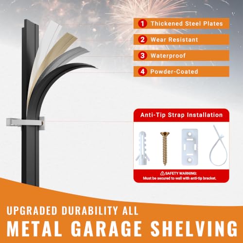 6-Tier Heavy Duty Garage Shelving, 6,000 Ib Capacity Adjustable Metal Shelving Unit for Garage, Basement & Workshop, 62" W x 24.05" D x 84" H - size: 6T 84H*62W*24.05D