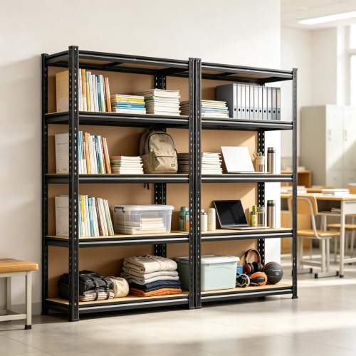 REIBII 5-Tier Garage Shelving, 2300Lbs Heavy Duty Shelf for Garage Basement - color: Black, size: 35.45" W x 17.72" D x 72.05" H