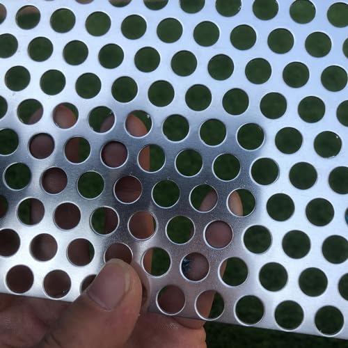 Aluminum Perforated Metal Sheets 16 Gauge 19.6 inch by 9.8 inch with 2/5" 0.4 inch (About 10 mm) Opening Decorative Mesh Screen - size: 19.6" X 9.8"
