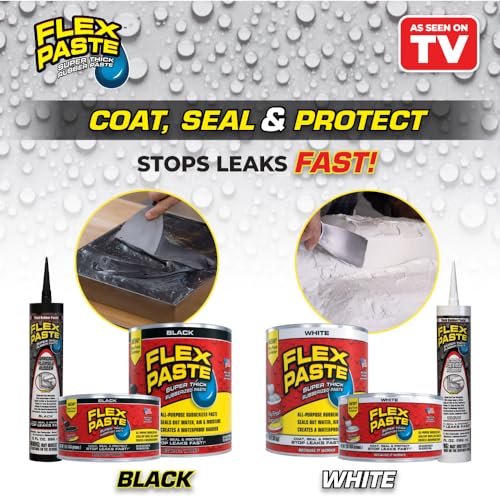Flex Paste Rubberized Waterproof Sealant Paste, Black, Cartridge, 1-Pack - color: Black, size: Cartridge