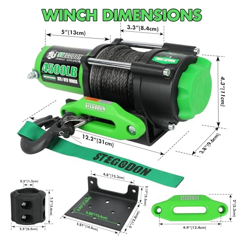 4500 Winch 12V Electric ATV/UTV Winch with Synthetic Rope,2pcs Wireless Remote and Winch Stopper for Towing Jeep Off-Road SUV Truck Car Trailer Boat - style: 4500LB Synthetic Rope