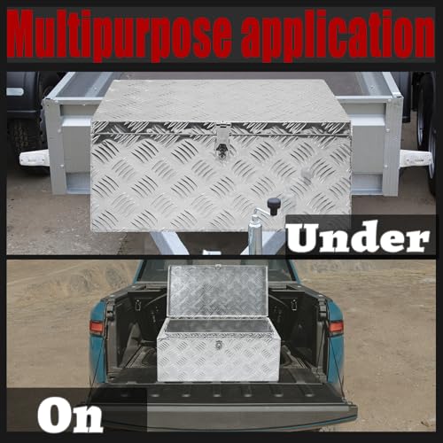 30x18x14 Inch Heavy Duty Pickup Storage Box Diamond Plate Portable Toolboxes Aluminum Underbody Truck Tool Box with Buckle Lock and Keys Suitable for Truck Bed Pickup RV Trailer - size: 30" L x18" W x14" H