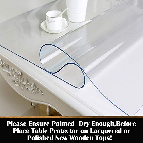 Rectangular PVC Office Desk Mat Clear Plastic Table Top Pads for Side Table Writing Desk Meeting Table Crystal Table Pad Waterproof Furniture Screen Protection 12x46 Inch Heavy Duty 1.5mm Thick - color: Clear Rectangle, size: 12"x46"