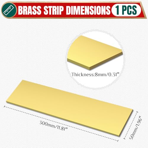 5/16" x 2" x 12" Brass Bar Stock, 8x50x300mm Solid Brass Flat Bar for Knife Making, Scales, Spacers, DIY Crafts, Models and Repair - size: 2" Width x 12" Length, style: 5/16" Thickness
