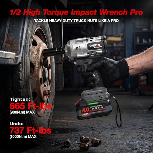 WIRIK Cordless Impact Wrench, 21V 1/2" Brushless High Torque Impact Gun