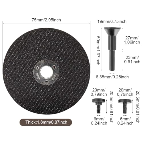 3" Cut Off Wheel Kit, 5Pcs Metal Cutting Discs with 1/4 Inch Shank Mandrel