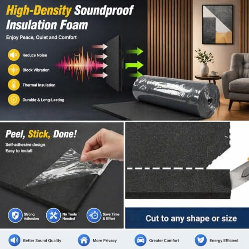 Neoprene Foam Rubber Sheet Adhesive for Soundproofing (12x54x0.25)