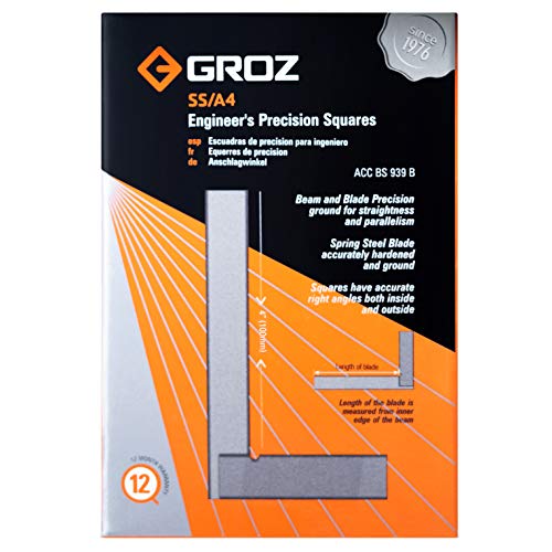 Groz 01002 4" Precision Steel Square, 16 Microns Squareness - size: 4 Inch Single