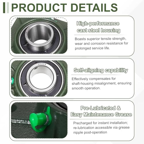 uxcell UCF206 Pillow Block Bearings, 30mm Bore Self Alignment, Solid Cast Iron Base, Chrome Steel Square Flange Mounted Pillow Block Ball Bearing, (ABEC3) - size: UCF206 (30mm)