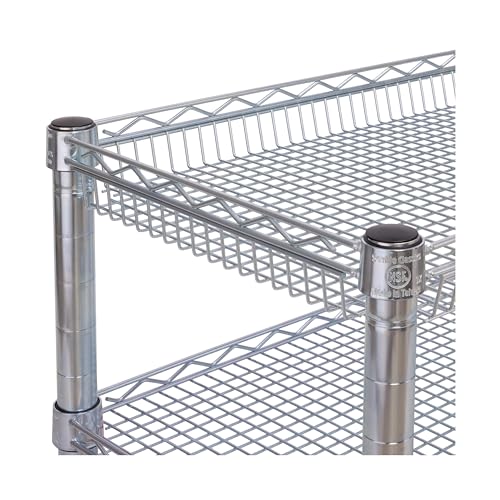 Seville Classics UltraDurable NSF Commercial Heavy Duty Metal Rolling Utility Cart, Handle Bar for Restaurant, Garage, Warehouse, Kitchen, Office, Deep Top Basket (34.8"W x 18.25"D) - color: Steel, size: 34.8" W x 18.25" D