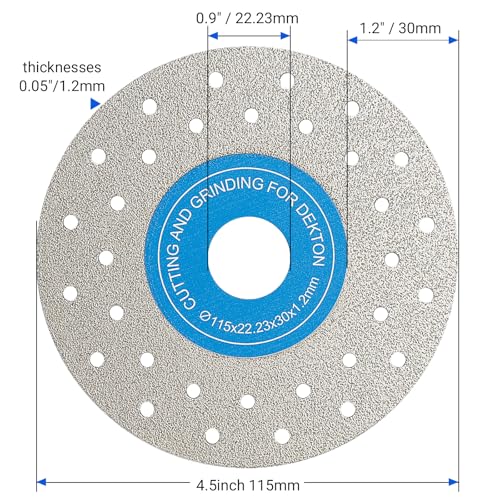 LOZLIN 4.5 Inch Diamond Saw Blade, Ultra Thin Tile Cutting Disc, Wet Dry Cutting for Ceramic Porcelain Marble Granite Stone, 4 1/2 Inch Cutting Wheel for Angle Grinder