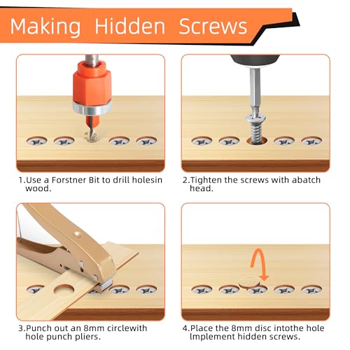 6-Piece Wood Countersink Drill Bit Set with 3/8-Inch Punch Pliers - style: Drill Bit+Hole Punch