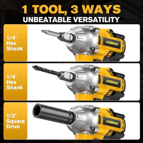 20V Cordless Impact Wrench for DeWalt Battery 500Nm (369Ft-Lbs) - color: Yellow+369ft-lbs