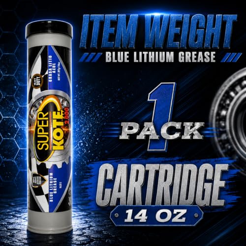Blue and Tacky Lithium Grease Superkote 2000 | NLGI 2 | EP Grease | Tube | Extreme Pressure | High Temperature | Heavy Duty | Automotive | Blue Grease | 1-Pack of 14 Oz.
