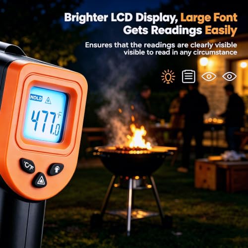Grilling Infrared Thermometer Gun for Cooking, Pizza Oven Thermometer