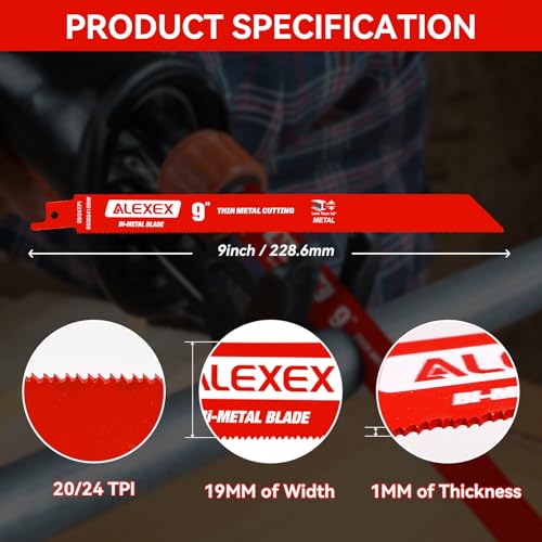 15 Pack 9 Inch 20/24 TPI Reciprocating Saw Blades for Metal Cutting - size: 9 Inch 20/24TPI