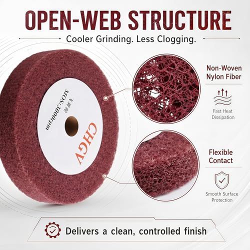 200mm x 25mm Non-Woven Nylon Polishing Burnishing Wheel, 320 Grit Wire Drawing Abrasive Flap Wheels 8" x 1" Polishing Flap Wheel for Stainless Steel Aluminum Copper Wood Metal(Red) - style: Red 8" x 1"