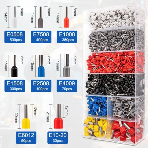 Wire Ferrules Crimping Tool Kit, 1800PCS&Ferrule Crimper Plier for AWG 23-7