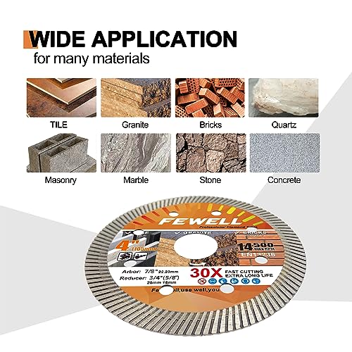 FEWELL 4'' Diamond Concrete Blade for Angle Grinder 3Packs - size: 4"