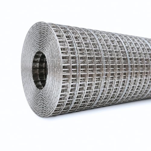 304 Stainless Steel Welded Wire Mesh Roll, Heavy Duty Metal Fence Wire for Chicken Coop, Garden Fence, Animal Enclosure, DIY & Home Improvement (1/2" Mesh, 23.5" x 10') - size: 1/2" Mesh, 23.5" x 10'