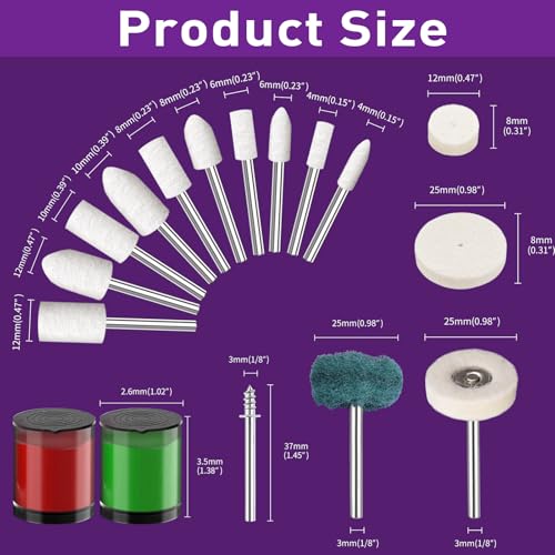 114 PCS Polishing Kit with 2Pcs Polishing Compound for Dremel, Abrasive Buffing Wheels Polishing Bits for Rotary Tool Accessories with 1/8 Inch Shank, Sanding Kit for Metal Wood Watch Jewelry Brass - style: 116pcs Buffing Wheels