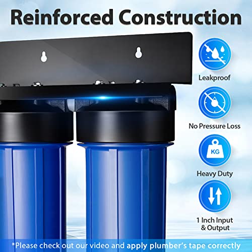 iSpring Lead-Reducing Whole House Water Filter System, Also Targets Chlorine, Taste, and Odor, 2-Stage Commercial-Grade 20" x 4.5" Industry Standard-Sized Filters, 1" Inlet/Outlet, Model: WGB22B-PB