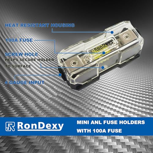 RD in-line Mini ANL Fuse Holder, 4-8 Gauge AWG in-Line Waterproof AFS Fuse Holder Auto Parts, Automotive, Marine, Industrial Inline Fuse Holders for Car Audio Amplifier(100A Fuse Included)
