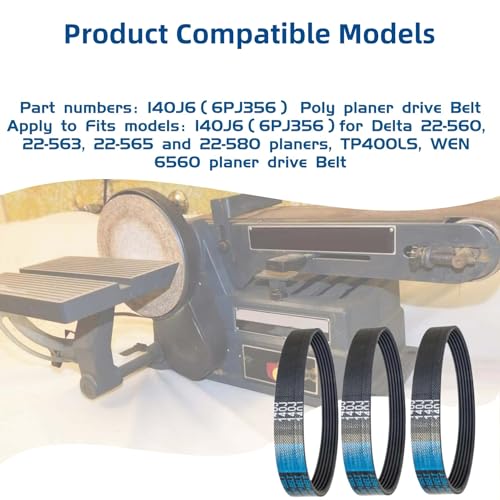 4 Pack 140J6 Planer Drive Belt Compatible with Delta 22-560, TP400LS, 22-565 and 22-580 Planer, Replace 22-563, WEN 6560 - color: 4 Pack 140j6 Planer Drive Belt
