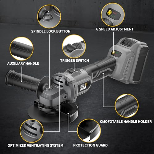 Angle Grinder 4-1/2" Cordless Compatible with DEWALT 20V MAX Battery - color: Grey