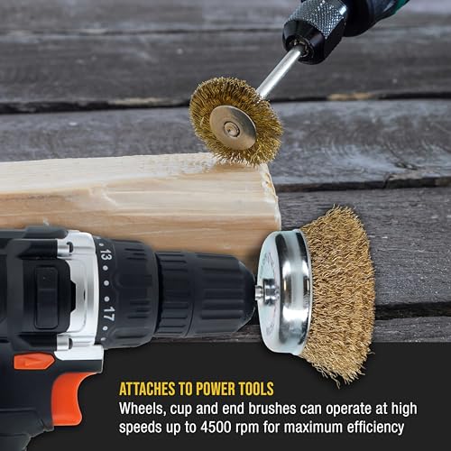 Dura-Gold 12-Pc Abrasive Brass-Coated Wire Wheel, Cup Brush, End Brush Set