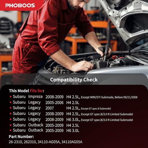 PHOBOOS Hydraulic Power Steering Rack and Pinion Fit for Subaru - size: 26-2310