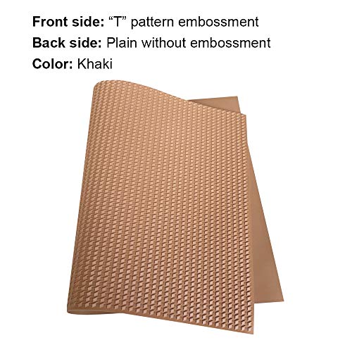 Unikstep, Rubber Sheet, 21.5"x14.5", Thick 0.08", for Shoe Sole Heel Repair, Furniture Pad, Vibration Reduce, DIY Gasket Seal Pad, Floor Anti Slip Cushion (Khaki Color T Pattern) - color: Khaki Color "T" Pattern