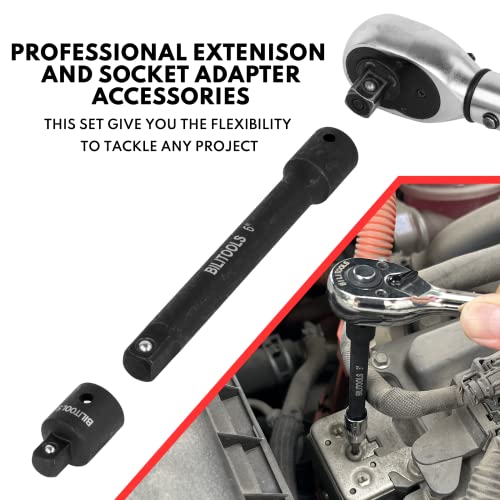 BILITOOLS 18Pcs Impact Socket Extension Set, Socket Adapter & U-Joint Kit - style: Drive Tool Accessory Set