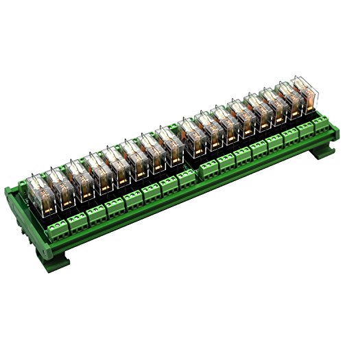 Electronics-Salon DIN Rail Mount AC/DC 24V Control 16 SPDT 16Amp Pluggable Power Relay Module, G2R-1-E - style: 16 Channel 24V