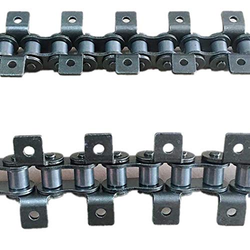 08B Roller Chain, K2 Double Curved Single Hole Attachment, 1/2 Inch (12.7mm) Single Strand DIN8187 Carbon Steel Conveyor Replacement Chain