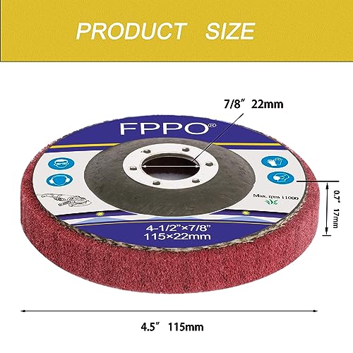 FPPO 5Pcs 4.5" x 7/8" Nylon Fiber Flap Disc Polishing Grinding Wheel,Scouring pad Buffing Wheel for Angle Grinder, Polishing Tools (Grit 320) - style: grit 320