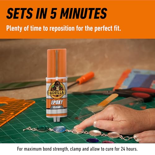 Gorilla 2 Part Epoxy, Incredibly Strong Bonding, 5 Minute Set, 0.85 oz