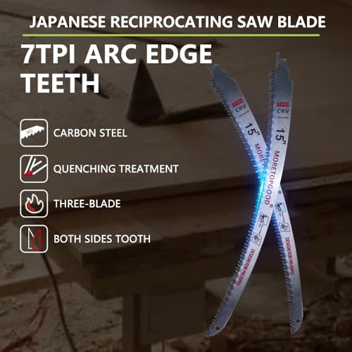 15” Arc Edge Reciprocating Saw Blade, 7TPI Japanese Teeth with Curved Edge Wood Pruning Saw Blades for Tree Trimming, Wood Cutting (3 Pack) - size: 15 Inch