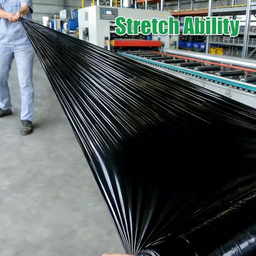 4 Pack Industrial Strength Black Stretch Wrap Film 18" x 1000 Ft 80 Gauge Thick with Plastic Handle, Durable Self-Adhering Heavy Duty Shrink Plastic Wraps for Pallets Moving & Packing - color: Black